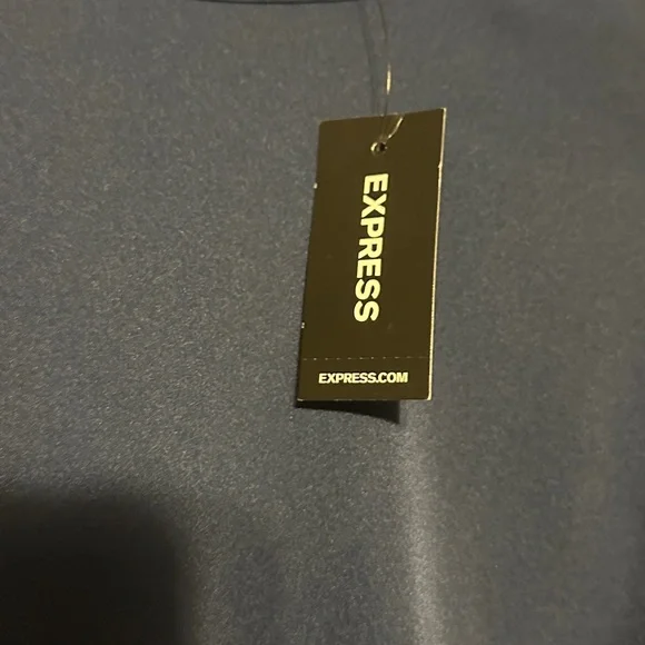 NWT Express Navy Satin Tie Back Blouse Size Large - Picture 2 of 7